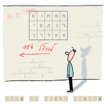אדם מביט על כיתוב "להרצל 154" על קיר