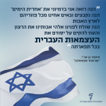 "הנה רואה אני בדמיוני את 'אחרית הימים' הנה נקבצים ובאים אחינו מכל פזוריהם לארץ האבות הנה שולח לפנינו אלהי אבותינו את הרצון והעוז להקים על יסודם את העצמאות העברית בכל תפארתה" איתמר בן אב"י, 'עם שחר עצמאותנו'.