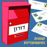 שמות ומשמעויות- דורון איור תיבת דואר, עליה השם 'דורון' וכיתוב "שמות ומשמעויות"