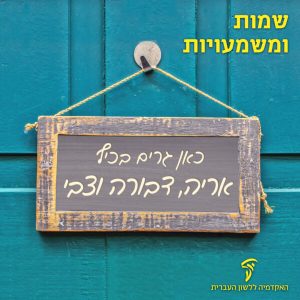 שמות ומשמעויות. כאן גרים בכיף אריה, דבורה וצבי.