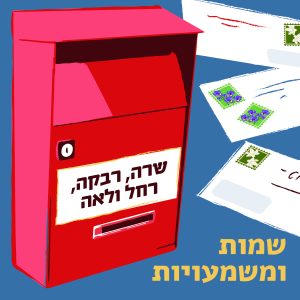 איור תיבת דואר עם שמות "שרה, רבקה, רחל ולאה" וכיתוב "שמות ומשמעויות"