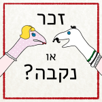 זוג גרביים על ידיים האחד זכר והשנייה נקבה הכיתוב: זכר או נקבה?