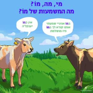 שתי פרות משוחחות עם הטקסט: במו אוזניי שמעתי אותו קורא לך במו פיו מושלמת. אין כמו יענקל'ה