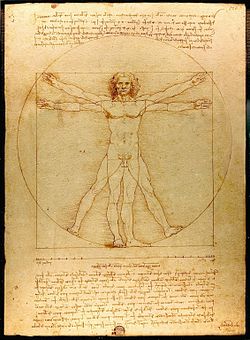 בתמונה: האדם הוויטרובי, רישום של לאונרדו דה וינצ'י משנת 1490.