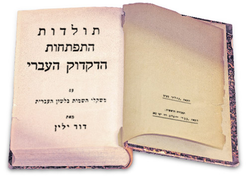 כריכתו של 'תולדות התפתחות הדקדוק עברי' מאת דוד ילין